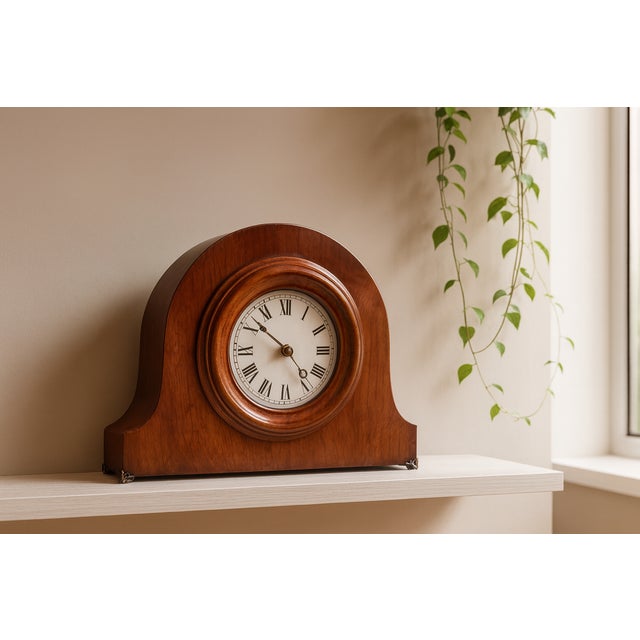 Vintage 1950s Mantel Clock – Fully Restored | Shellac Finish | Quartz Movement For Sale - Image 6 of 7