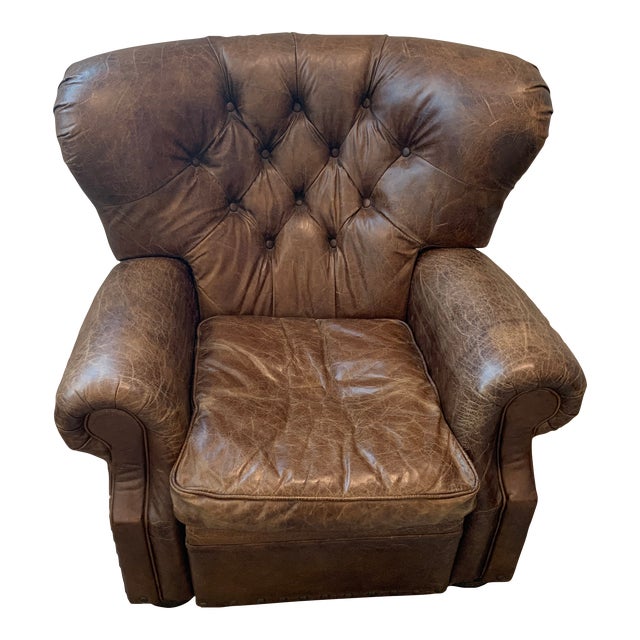 Restoration Hardware Leather Churchill Recliner With Nailheads Chairish