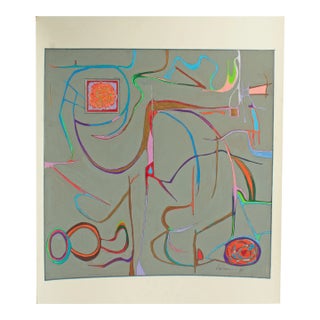 1981 Abstract Mixed Media Painting by Harry Hilson For Sale