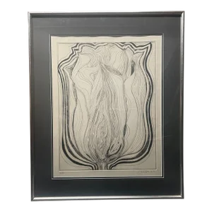 Vintage 1974 Lowell Nesbitt 'tulip' Mid Century Modern Flower Pop Art Etching