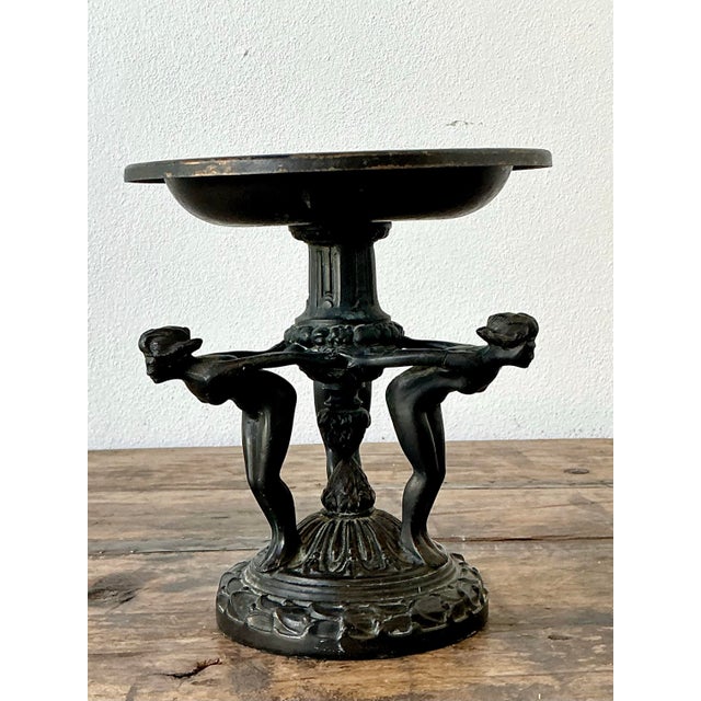 Black Vintage Neoclassical Three Graces Compote For Sale - Image 8 of 12