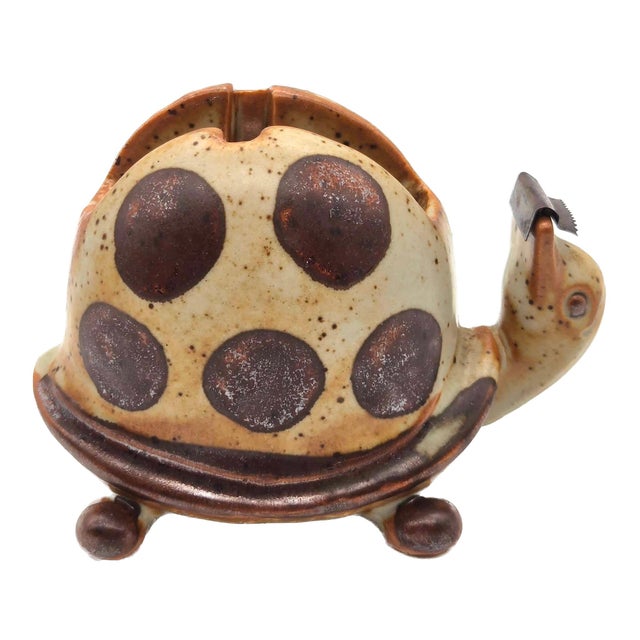 Mid-Century Modern Vintage Japanese Stoneware Turtle Tape Dispenser For Sale - Image 3 of 11