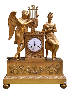 Empire Mantel Clock in Mercury-Gilt Bronze, France, Early 19th Century