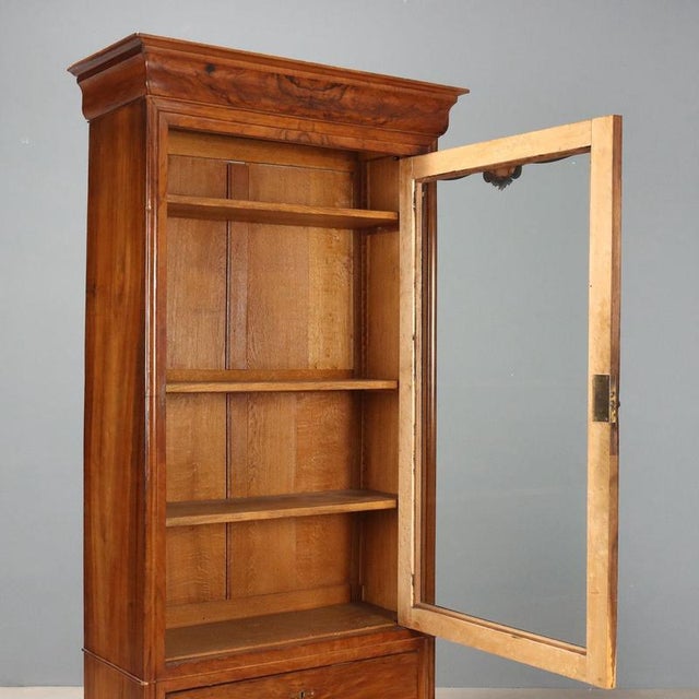 Louis Philippe Walnut Wardrobe with Glass Door For Sale - Image 3 of 11