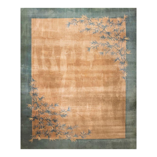 Soothing Camel Background With Soft Color Palmettes Pattern Antique Chinese Art Deco Rug For Sale