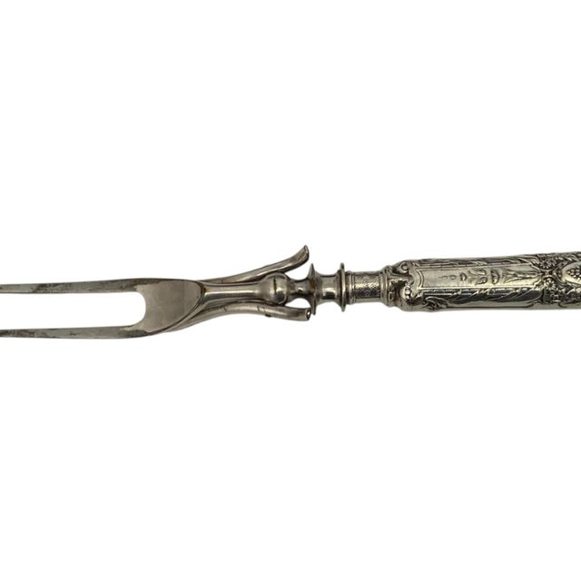 Late 19th Century Antique Reed & Barton Renaissance Silverplate 3-Piece Roast Carving Set in Original Klune & Floberg Case Usa C. 1890–1910 For Sale - Image 5 of 12
