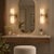 Handcrafted Brass & Natural Alabaster Double Wall Sconces - Pair For Sale - Image 4 of 9