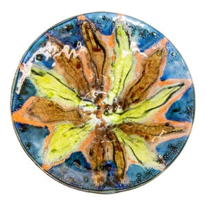 Modernist Abstract Colorful Art Glass Sunburst Bowl