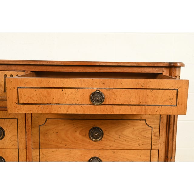 Wood Baker Furniture French Regency Louis XVI Carved Walnut Triple Dresser or Credenza, Circa 1960s For Sale - Image 7 of 17