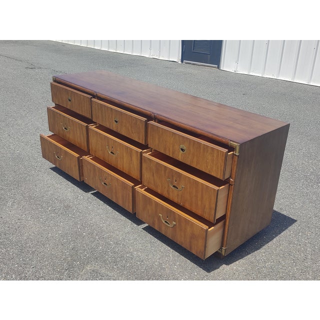 1970s Vintage Drexel Campaign Style Dresser For Sale - Image 5 of 13