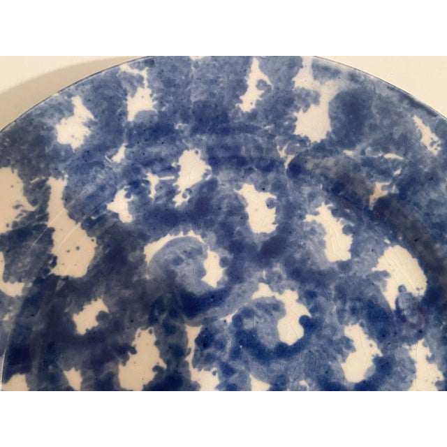 Mid 19th Century Antique Spongeware Pottery Blue and White Plate - Lancaster County Pa For Sale - Image 5 of 5