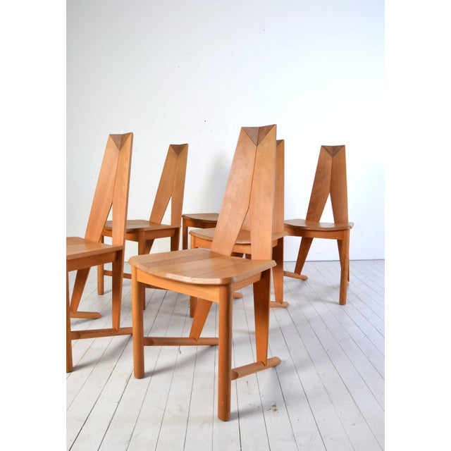 Dining Chairs in Beech by Søren Nissen & Ebbe Gehl for Seltz, France, 1980s, Set of 6 For Sale - Image 6 of 6