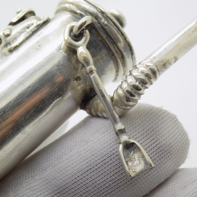 Vintage Italian Handmade Genuine Sterling Silver 925 Wooden Stove Figurine Miniature For Sale - Image 9 of 12