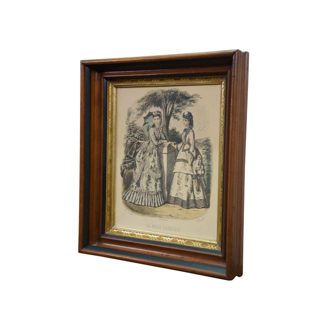Victorian Antique French Victorian La Mode Illustree Paris Fashion Magazine Print 16" For Sale - Image 3 of 13