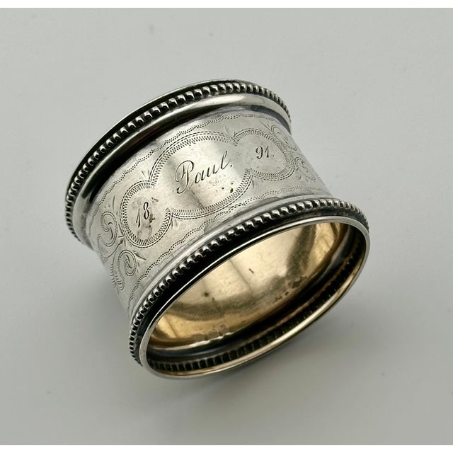 This Really is a Very Nice Looking Antique Mid Victorian Era 800 Grade Coin Silver Napkin Ring. Large Size Measuring 2...