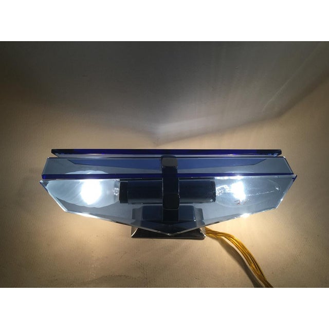 Vintage 3-Glass Wall Lamps from Veca, Azzurro, Italy, 1960s, Set of 2 For Sale - Image 3 of 6