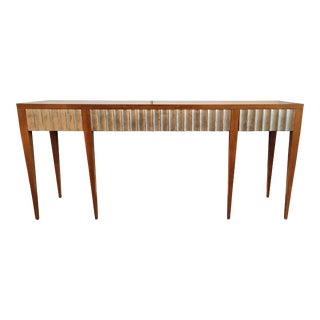 Silver Leaf Fluted Long Console by John Black for Baker For Sale