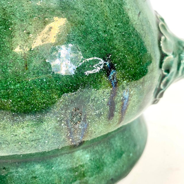 Green 19th Century Chinese Green Ceramic Planter With Lion Heads For Sale - Image 8 of 10