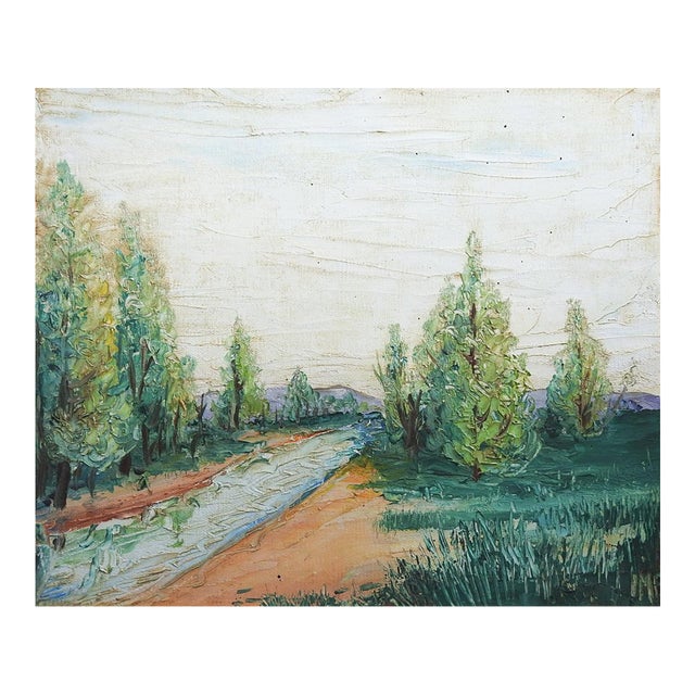 Mid 20th Century Impressionist River Landscape Painting For Sale