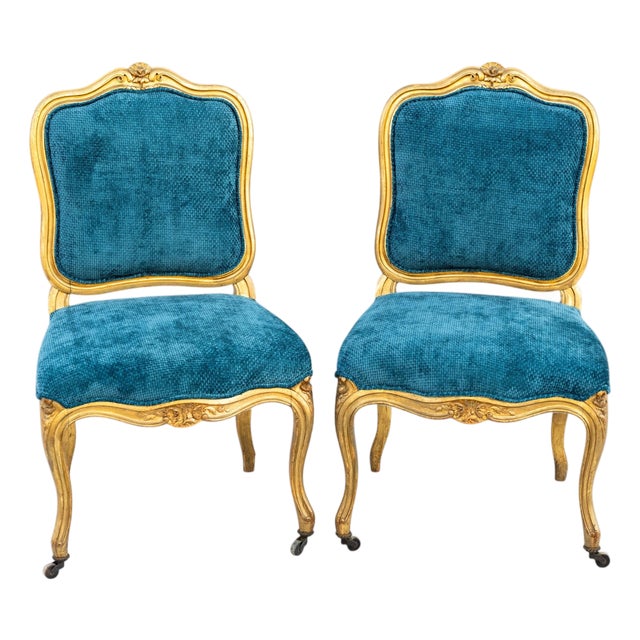 Giltwood Parlor Chairs, France, 1850s, Set of 2 For Sale