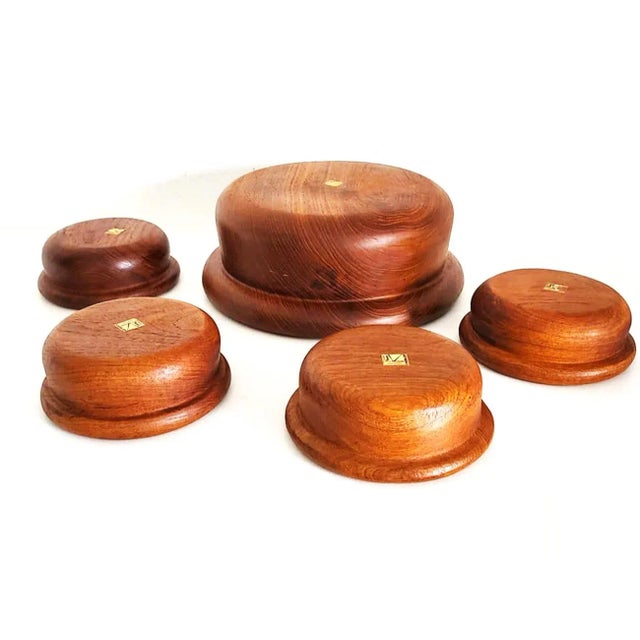 Dansk Mid 20th Century Teak Wood Salad Bowl Set by Knobler, 5 Pieces For Sale - Image 4 of 12