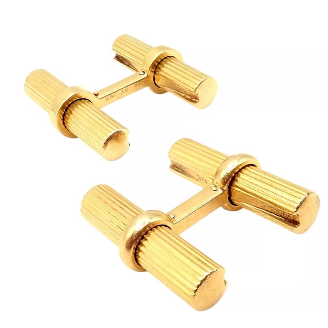 Vintage Van Cleef & Arpels Yellow Gold Bar Cufflinks, A Pair For Sale - Image 11 of 11