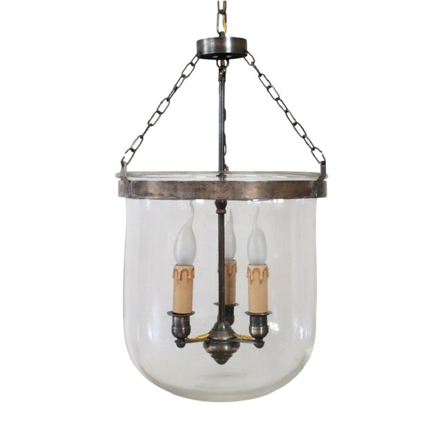 Early 20th Century Lantern in Iron and Blown Glass For Sale