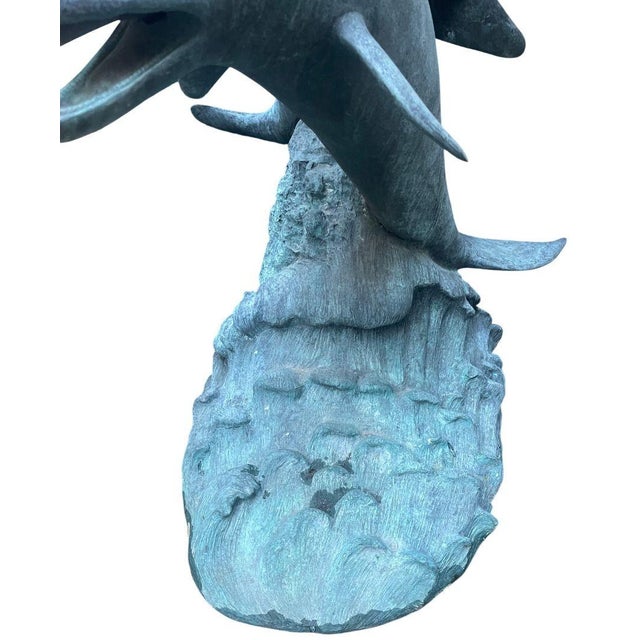 Metal Monumental American Bronze Four-Dolphin Fountain Sculpture. Late 20th Century. For Sale - Image 7 of 12