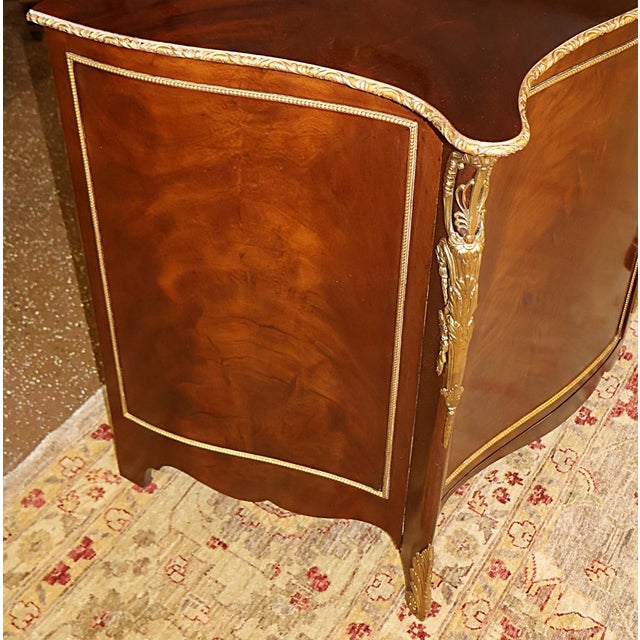 French 1990s French Style Baker Mahogany Metal Mounted Server Commode Buffet Sideboard For Sale - Image 3 of 11