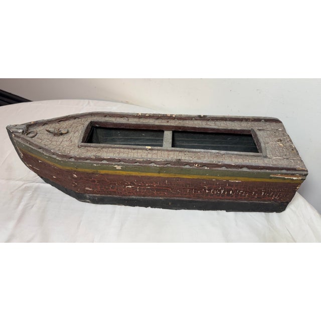 Early 19th Century Antique Early 19th Century Handmade Carved Polychrome Wooden Folk Art Model Boat For Sale - Image 5 of 18