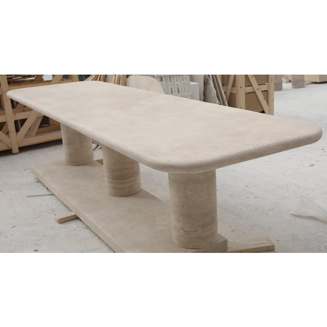 Stone Large Sculptural Travertine Dining Table with Thick Top by My Habitat Design For Sale - Image 7 of 14