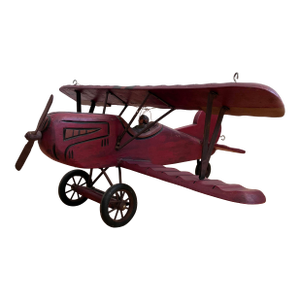Large Vintage Handmade Wooden Airplane Model Biplane, 1930s
