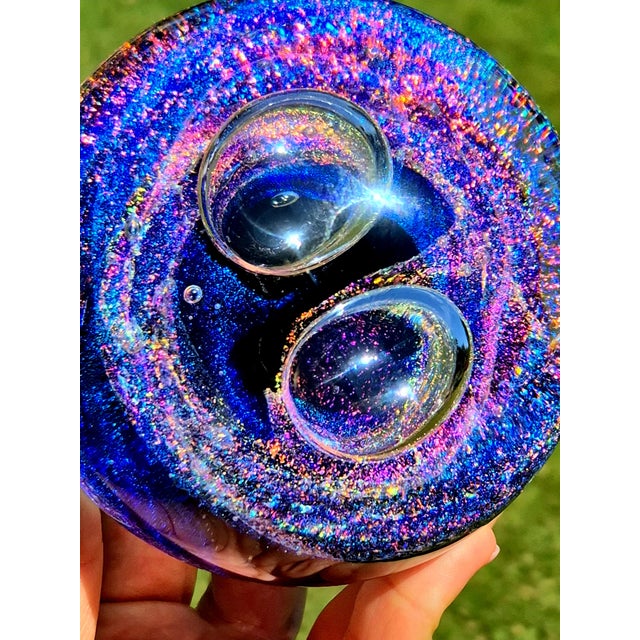 Vintage 1990s Rebecca Stewart Signed 4” Magnum Dichroic Art Glass Galaxy Paperweight For Sale - Image 10 of 10