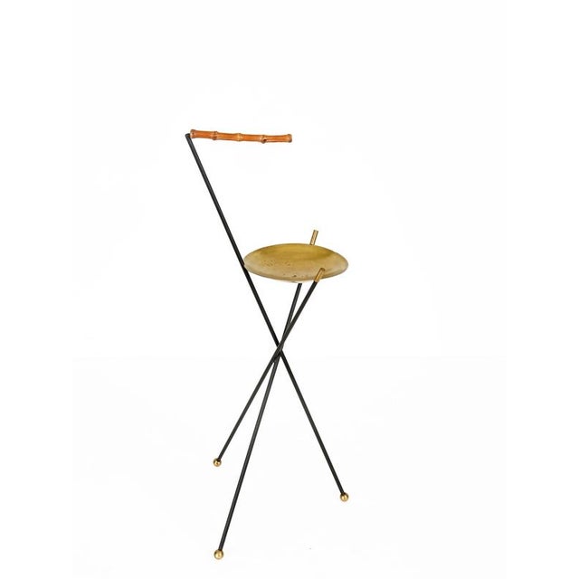 Italian Tripod Floor Ashtray in Bamboo and Iron, 1950s For Sale - Image 6 of 14