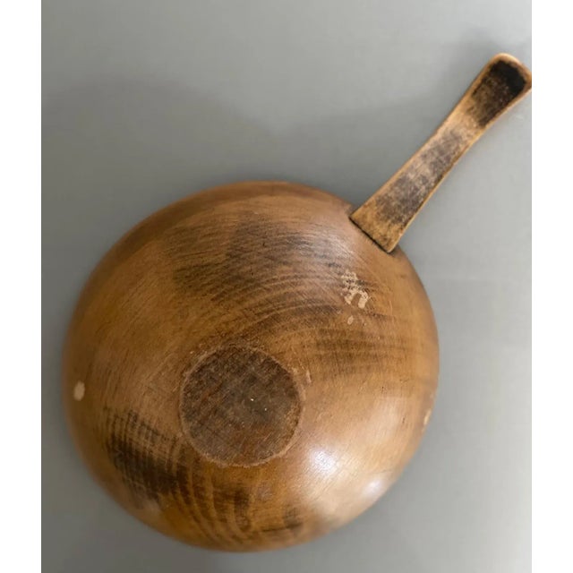 Mid 20th Century Hand Carved Wood Bowl With Handle For Sale - Image 4 of 9