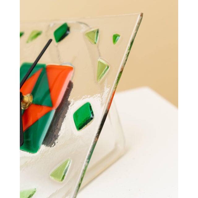 Green Vintage Glass Wall Clock, Italy, 1980s For Sale - Image 8 of 12