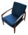 Danish Teak Paper Knife Lounge Chair in Blue by Kai Kristiansen for Magnus Olesen, 1950s For Sale