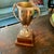 Classic Gold-Tone Metal Loving Cup Trophy Mounted on a Tiered Walnut Wood Base. For Sale - Image 9 of 13