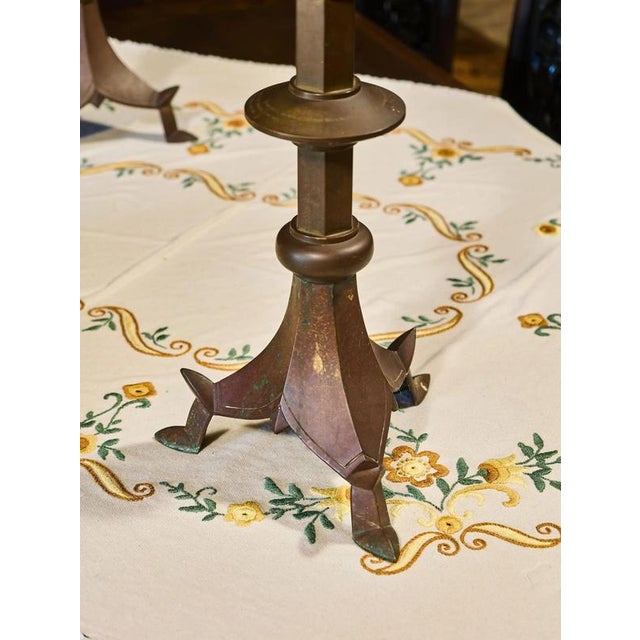 Neo-Gothic Bronze Candlesticks, Set of 2 For Sale - Image 14 of 14