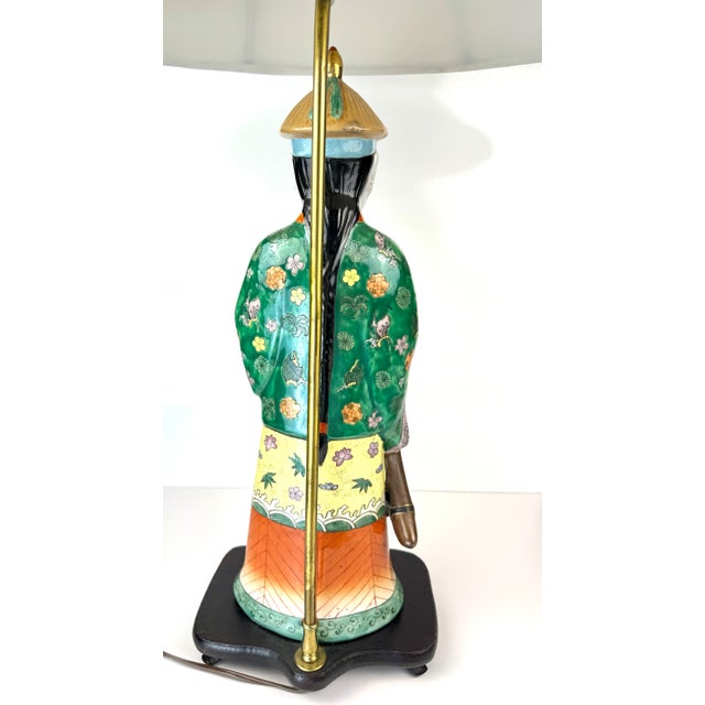 Textile Vintage Mid Century Chinoiserie Table Lamp For Sale - Image 7 of 12