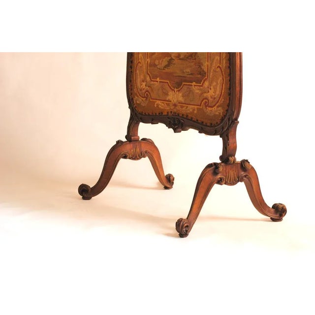 French Regency Screen with Cross-Stitched Tapestry Insert, 1890s For Sale - Image 6 of 12
