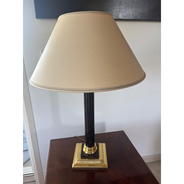 Traditional Empire Table Lamp in Gilded Brass and Black Lacquer, 1980s For Sale - Image 3 of 7