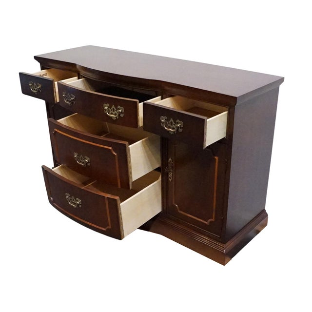 Brown Bernhardt Furniture Solid Mahogany Traditional Colonial Revival 51" Serpentine Buffet 238-110 For Sale - Image 8 of 15