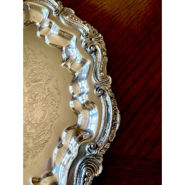 1960s 1960s Silver Plate Serving Platter Vintage English Heavy Excellent 12 1/2 Inches For Sale - Image 5 of 5