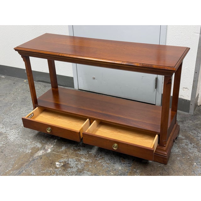 Broyhill Company Entry Table With Dual Surface + Double Drawers | Chairish