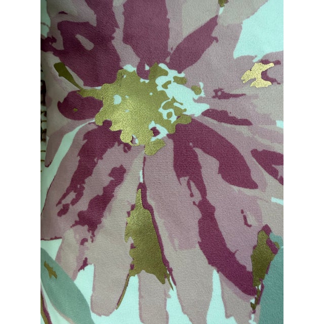 A beautiful custom decorative goose down accent pillow featuring oversized watercolor-style floral blooms in shades of...