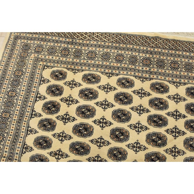 Textile Bokhara Rug 8’11” X 11’8” Beige Wool Tribal Hand-Knotted Oriental Carpet For Sale - Image 7 of 14