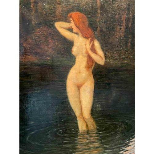 Walter Einbeck, Nude Nymph, Oil on Canvas Painting, Early 20th Century For Sale - Image 3 of 7