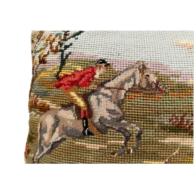 Vintage Fox Hunt Needlepoint Pillow 11 Inches 15.5 Inches (Excluding the Tassels) Nice Vintage Condition Beautiful...