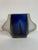 Modern Hand Blown Split Center Cobalt Blue Glass Vase For Sale - Image 3 of 9